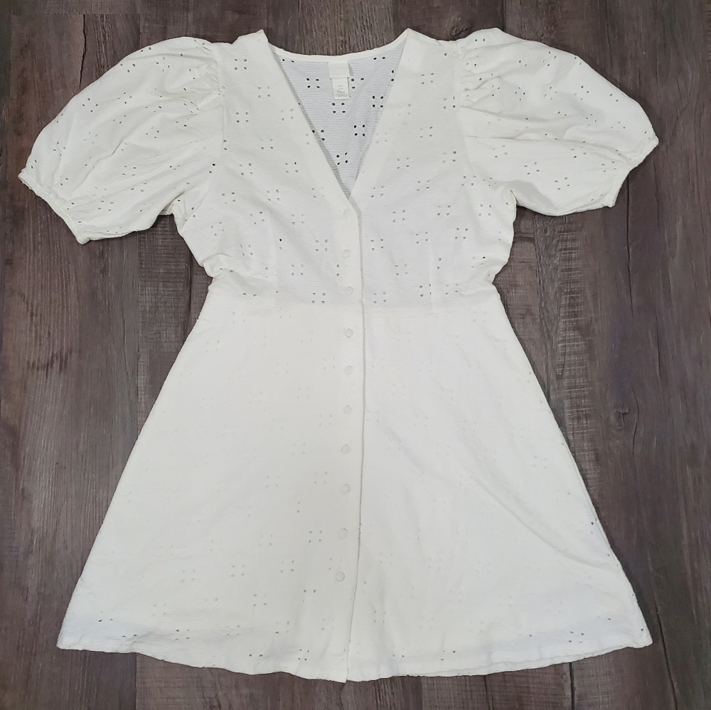 Eyelet Puffy Sleeve Sundress